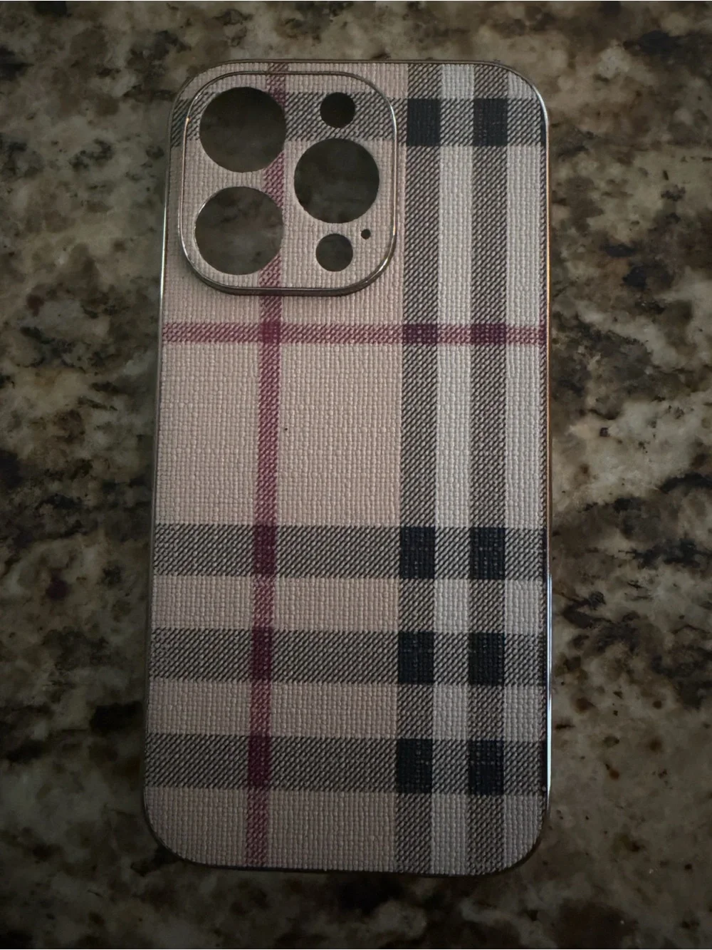 Plaid Beige Protective Phone Case - Stylish Check Pattern